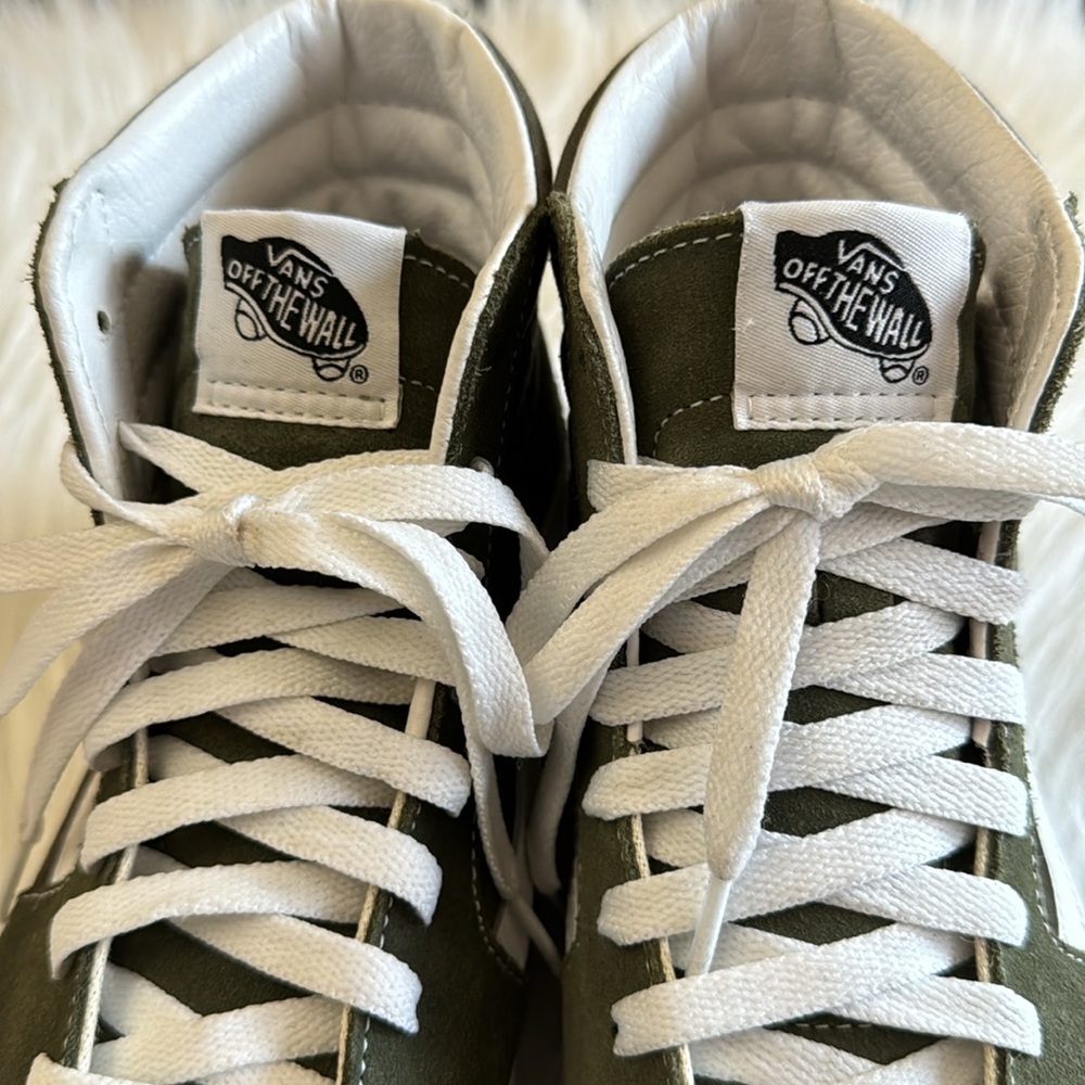 Vans Sk8 Hi Top Sneakers Olive Green Mens 7 Women’s 8.5 - Picture 4 of 12